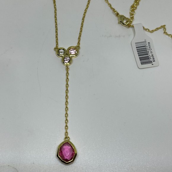 Real Simple Style Talia Necklace Bracelet & Earrings Gold w/Pink & Clear 3 items - Picture 11 of 12